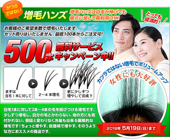 ブレインズ増毛200本無料キャンペーン中
