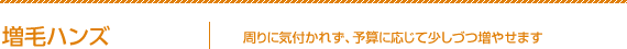 増毛 周りに気付かれず、予算に応じて少しづつ増やせます。